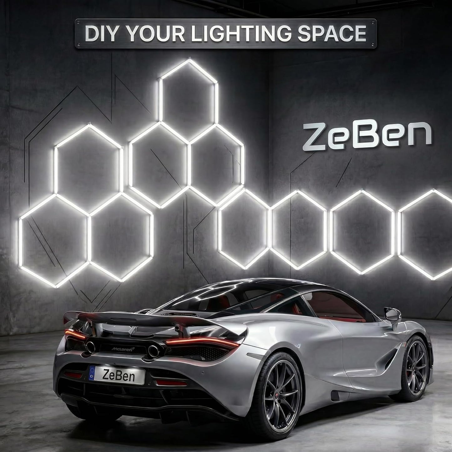 Lámpara techo hexágono LED 276W 46 Pzas para garaje taller