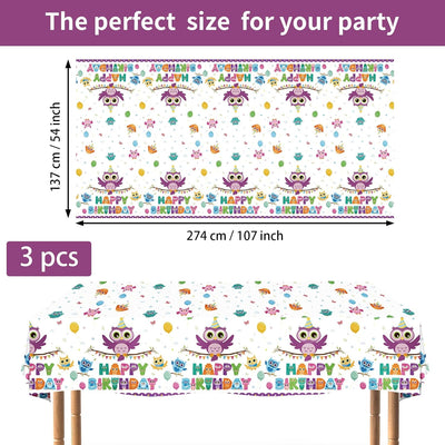 Mantel rectangular de plástico con diseño de búho animado para fiestas infantiles