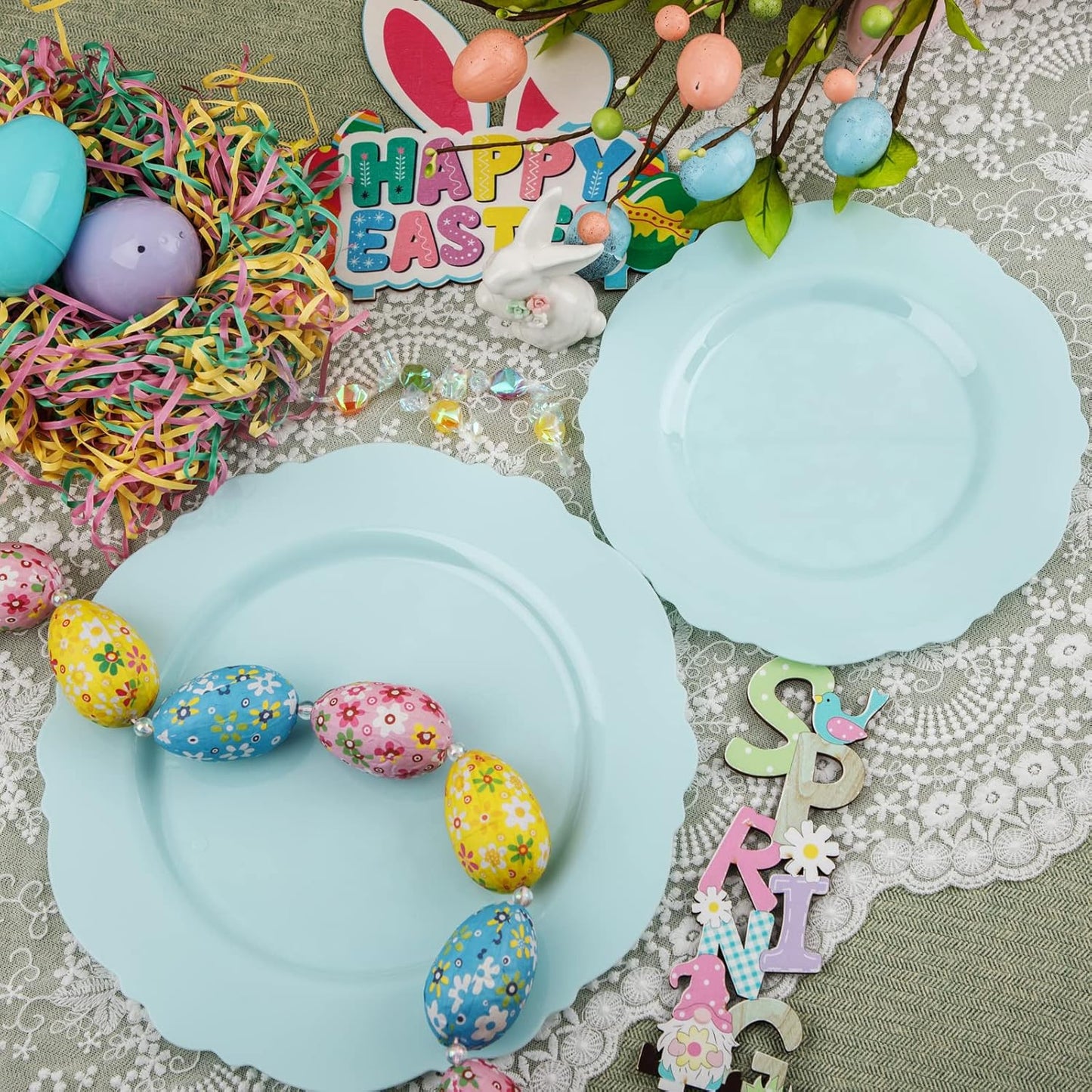 60 Pzas Platos Plástico Verde Mentol