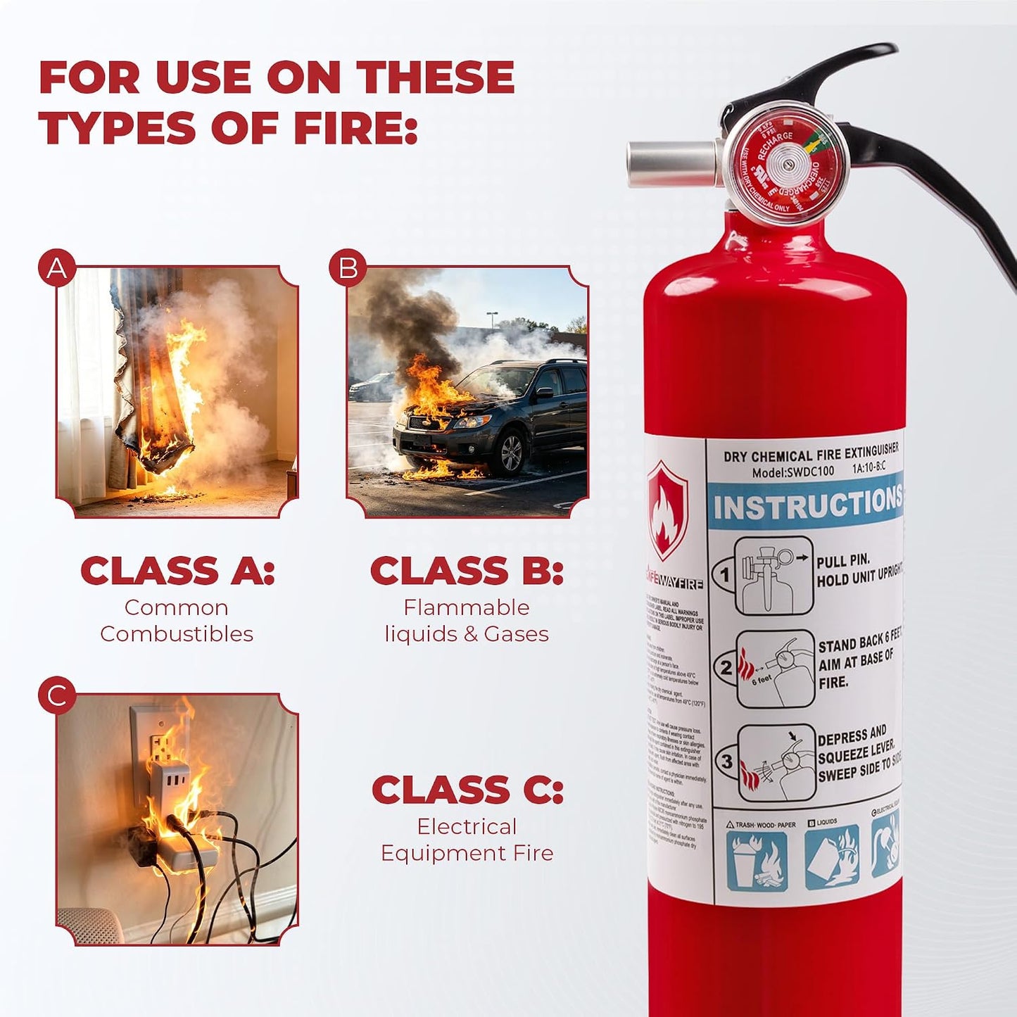 Extintor incendios hogar cocina vehículo 2.5lb pack 2