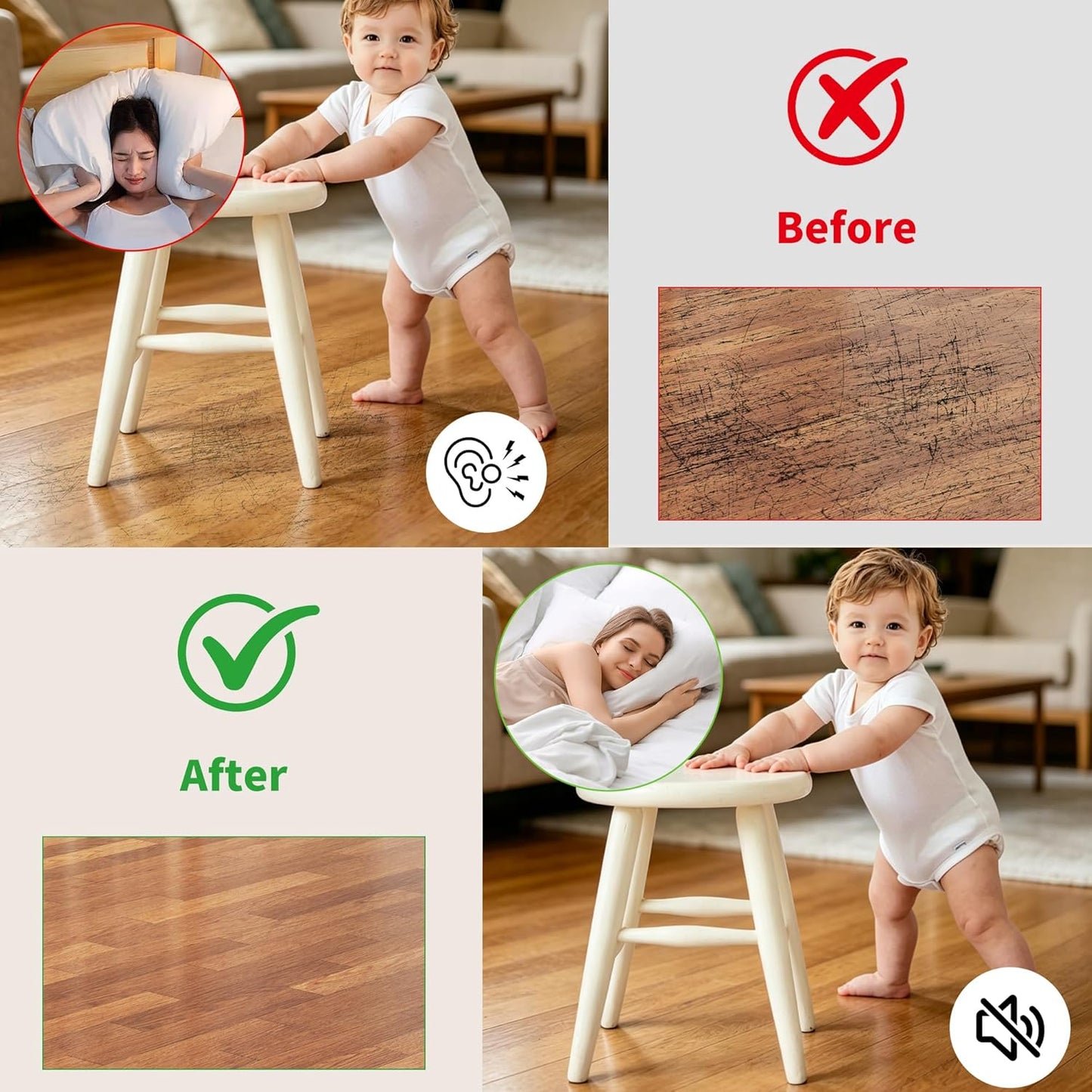 168 Pzas Protectores de suelo feltro para muebles antiarañazos