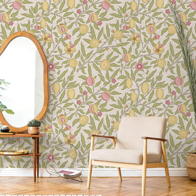 Papel tapiz vintage frutas huerto limón autoadhesivo 17.7x118pulg