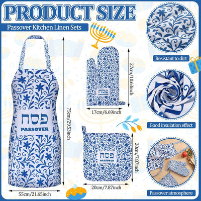 Juego accesorios cocina Pascua delantal soporte ollas guantes