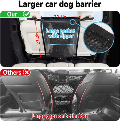 Barrera coche para perros con organizador cremallera