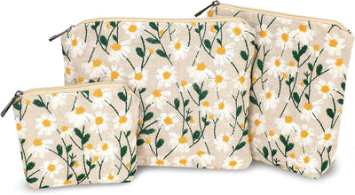 Set 3 bolsas cosméticos algodón floral para viaje