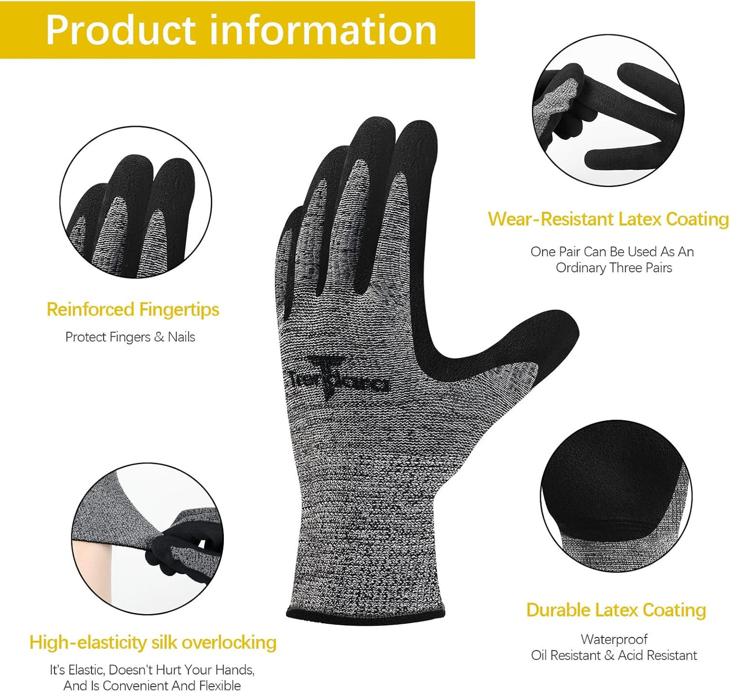 Guantes jardinería unisex con látex transpirable