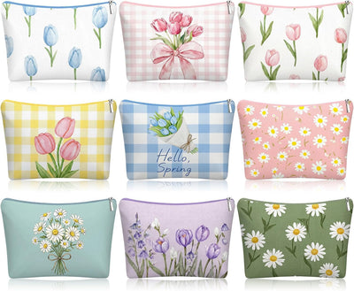 9 bolsas lona flores cosméticos 8.7x6pulg con cremallera