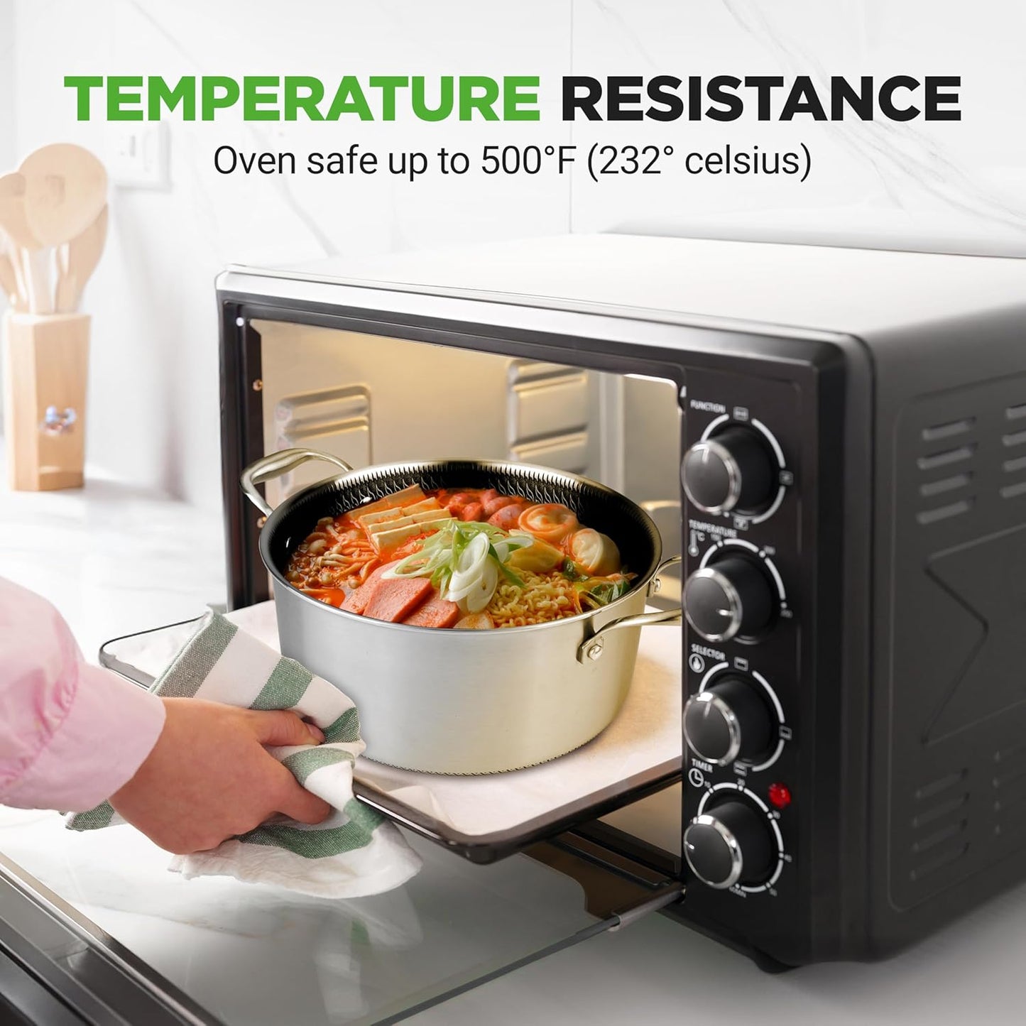 Olla estofado acero inox 5qt con tapa vidrio antiadherente