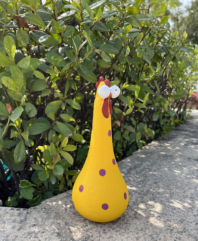 Estatua pollo cuello largo resina decoración al aire libre