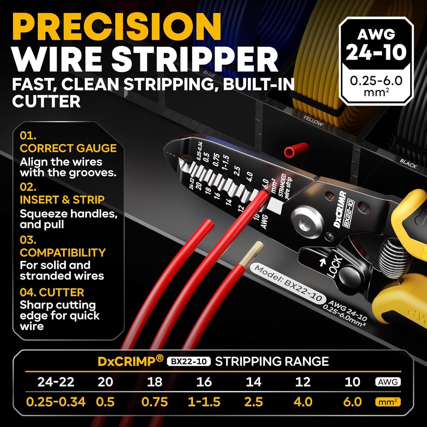 Kit crimpado 45 conectores eléctricos aislados 22-10 AWG