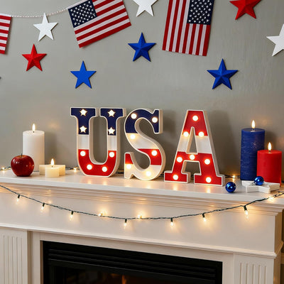3 Luces LED Patrióticas Americanas para Jardín y Hogar