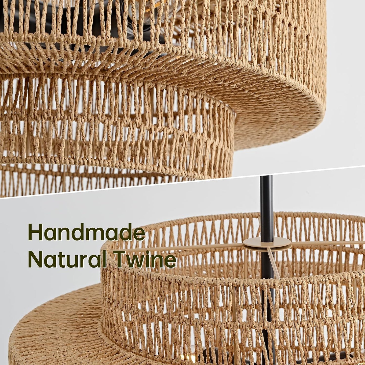 Lámpara Boho Rattan 4 Luces para Comedor Cocina