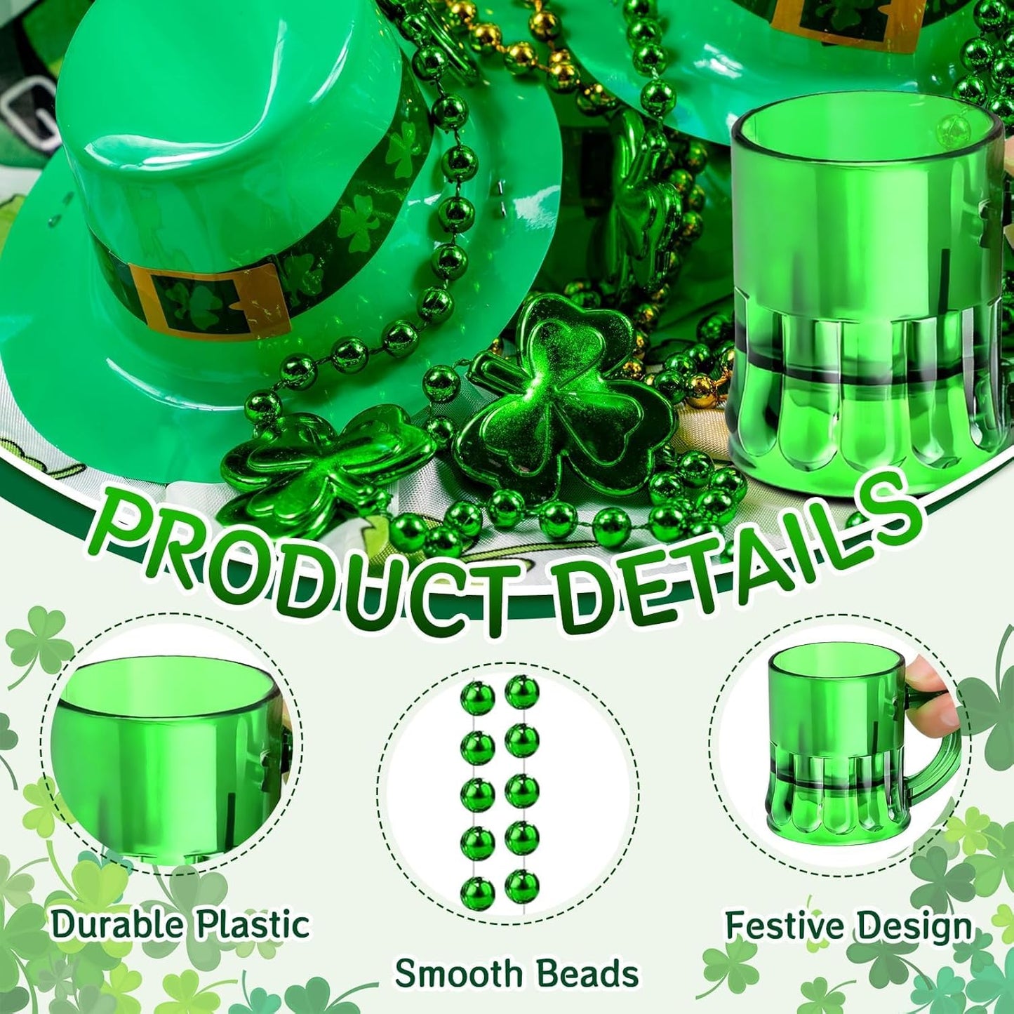 24 Collares Vasos Verdes San Patricio Decoración Fiesta