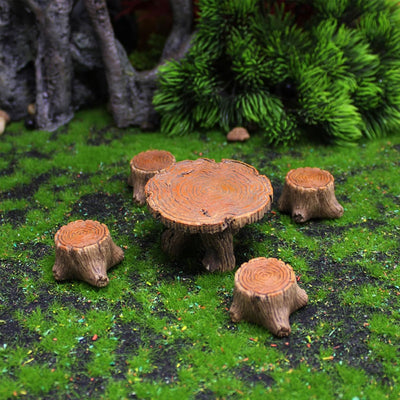 Kit 5 pzas muebles resina jardín hadas mini decoración