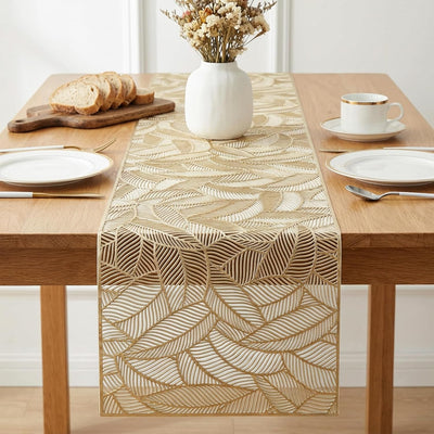 Camino de mesa dorado de 14 x 72 pulgadas resistente al calor impermeable lavable decorativo para bodas fiestas hogar