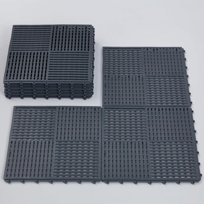 9 Tapetes Antiderrap 12x12pulg Gris Oscuro con Agujeros Drenaje