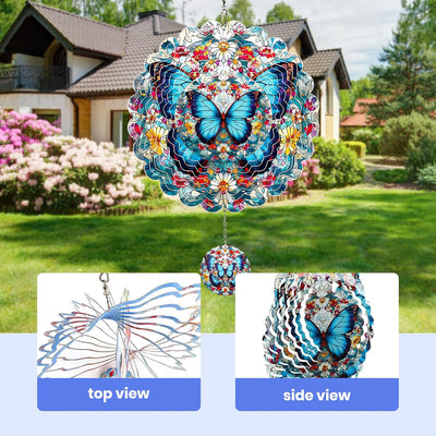 Molinillos viento mariposa azul acero inox 12pulg decoración jardín