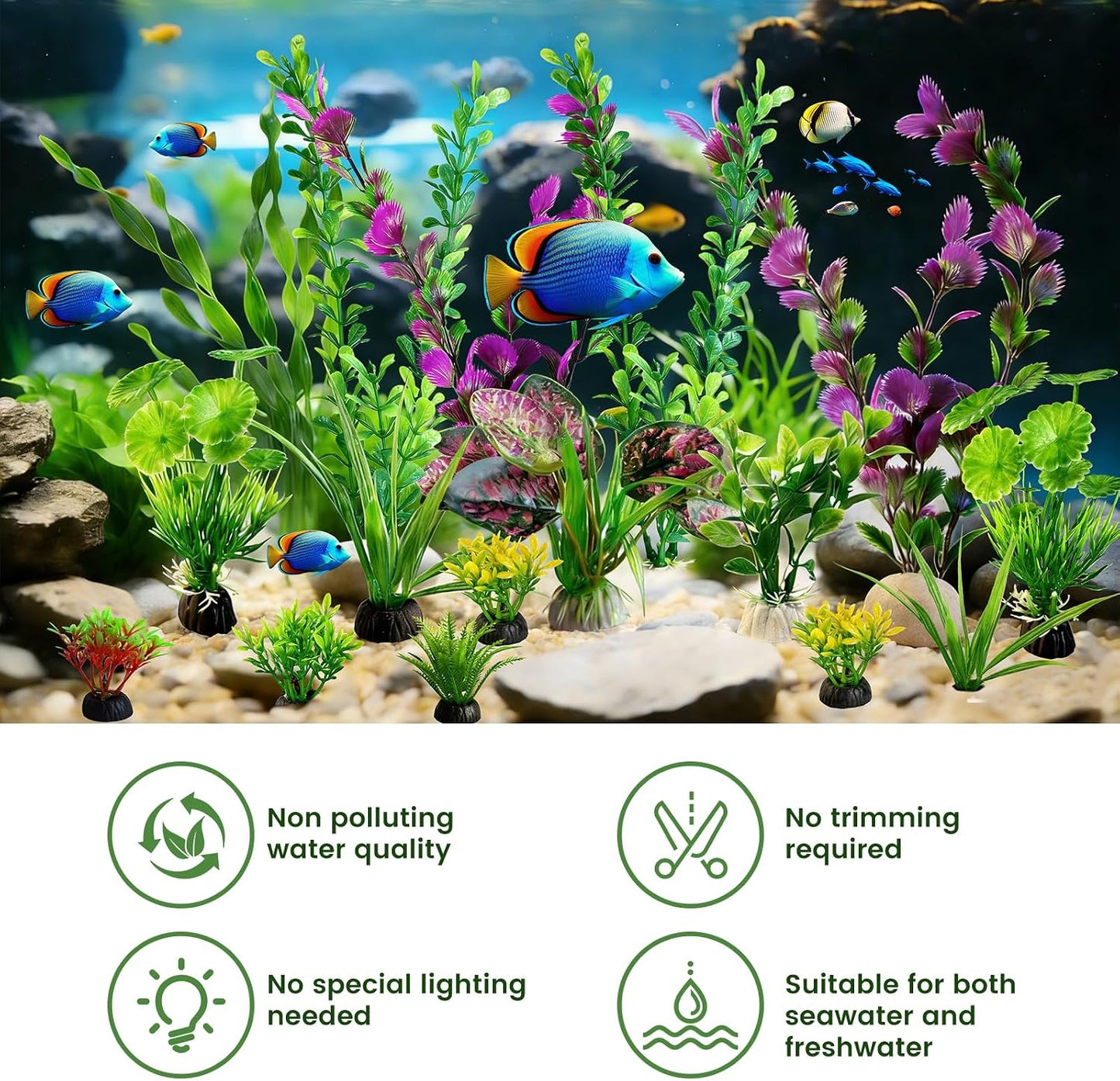 Kit 22 Pzas Plantas Plástico Decoración Acuario