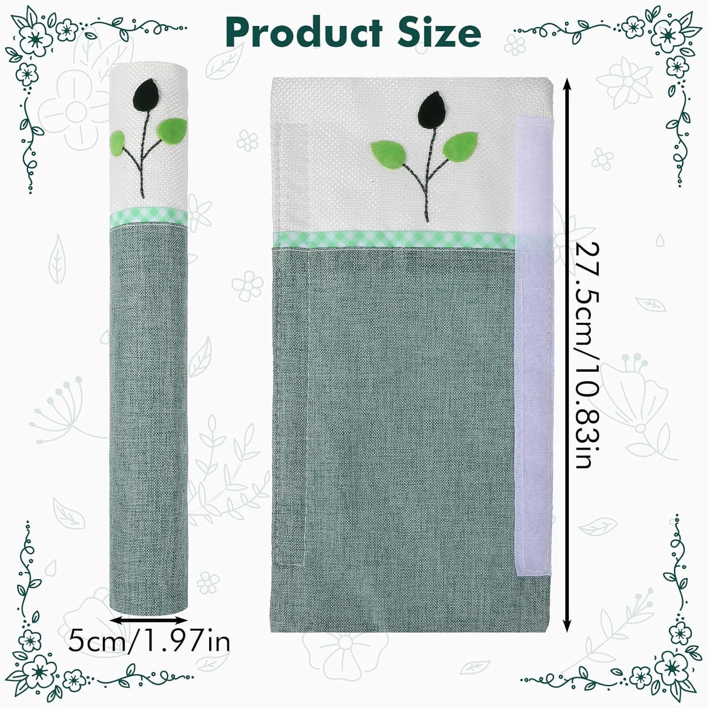 2 Fundas Manijas Nevera Lavables Guantes Extraibles Árbol Verde