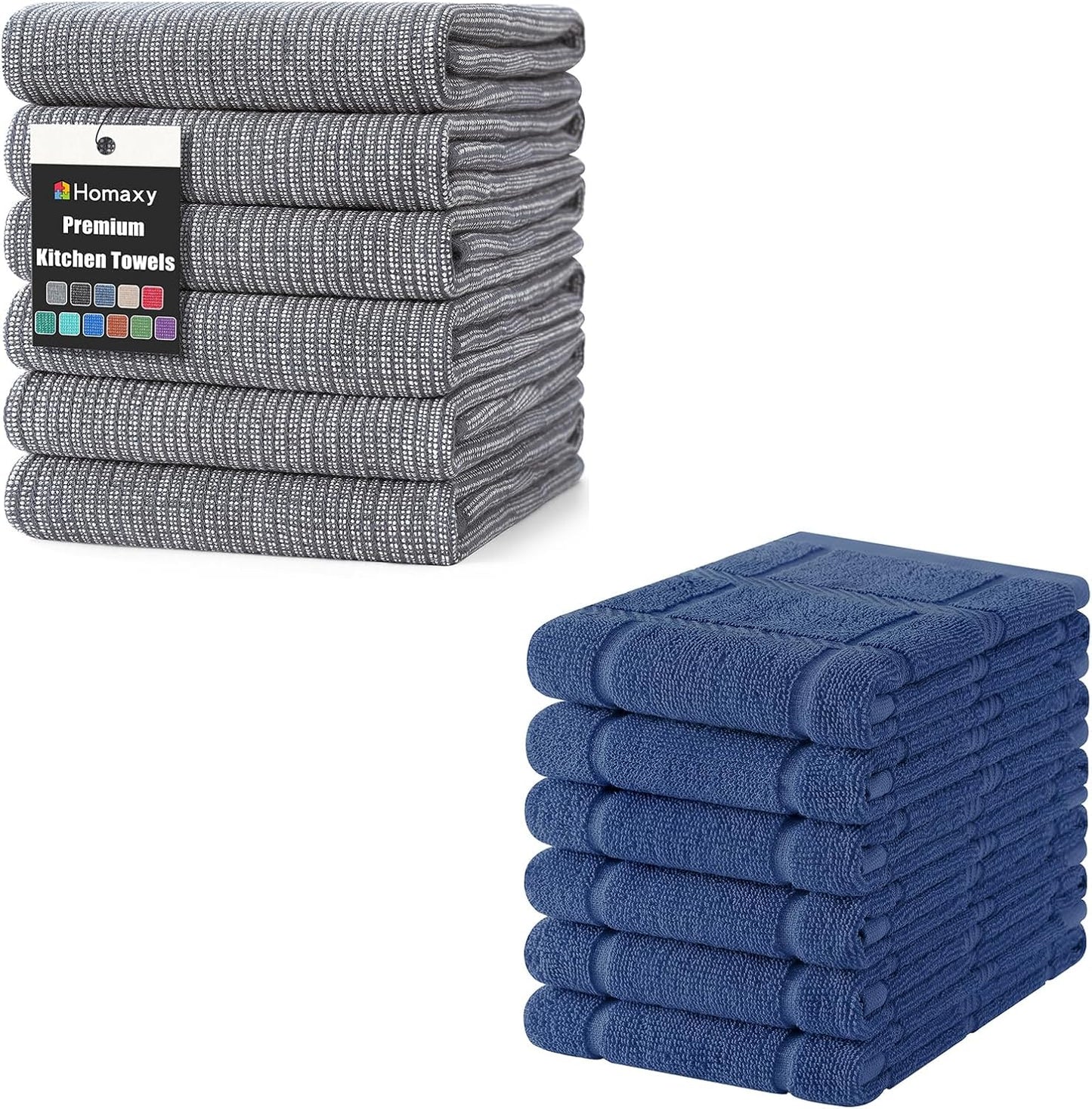 6 Pzas Servilletas cocina algodón 18x28pulg azul marino 380 GSM