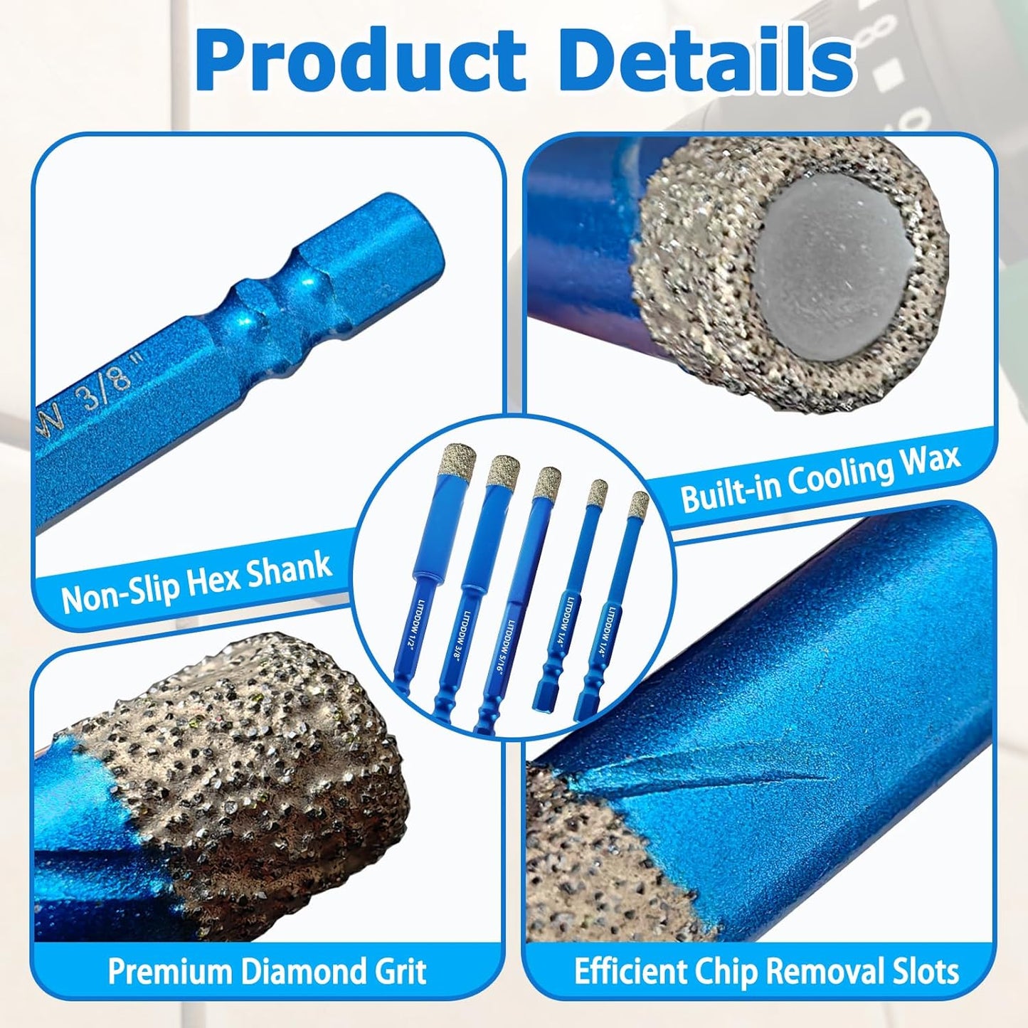 Brocas diamante seco paquete 5 para azulejos cerámica
