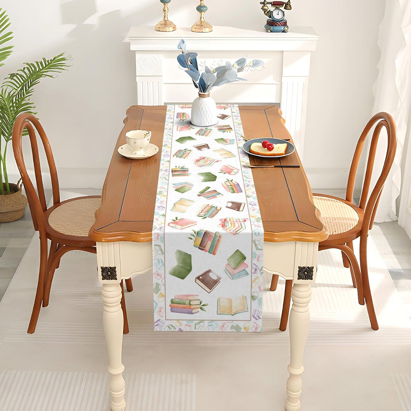 Camino de mesa Read Across America para fiesta de cumpleaños, cocina, comedor (13 x 90 pulgadas)