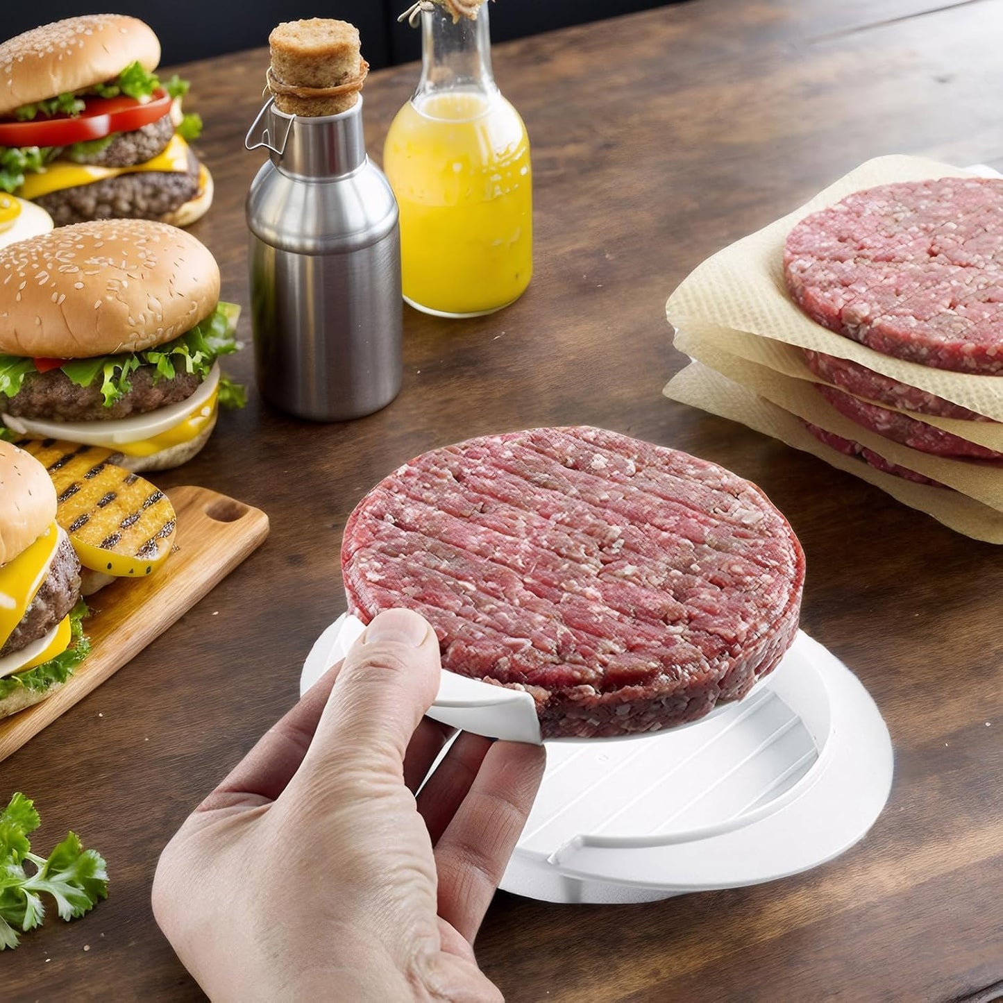 Molde hamburguesas 4.6pulg anillos redondos blanco