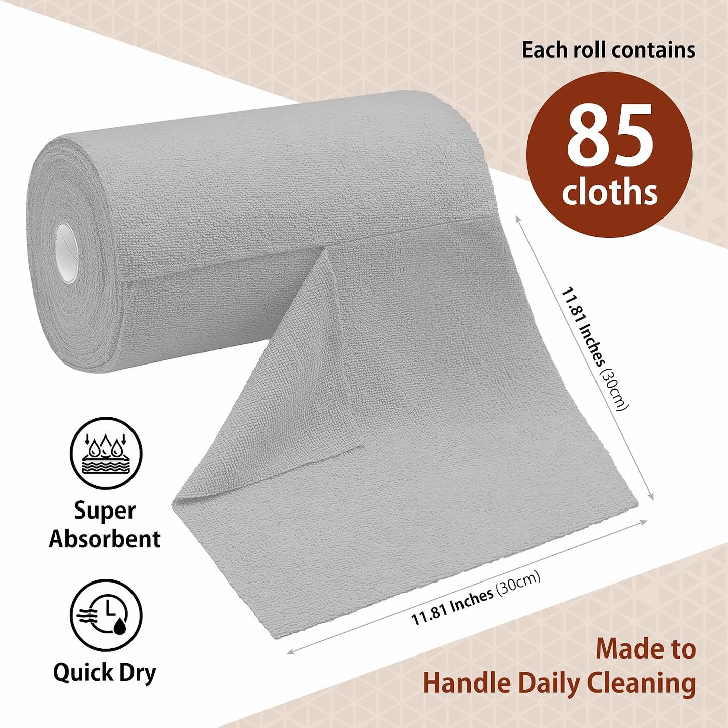 85 Pzas Paño Microfibra Automóvil Hogar 11.81x11.81pulg Gris