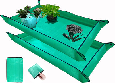 2 Alfombrillas trasplante plantas 43x29pulg impermeable plegable