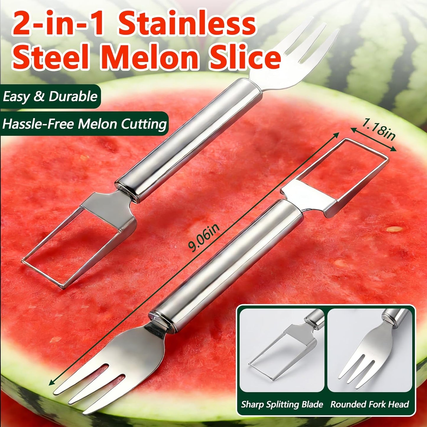 Cortador sandía acero inox 2en1 doble cabeza