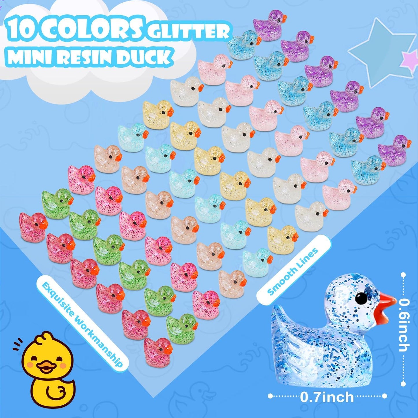 100 Pzas Mini Patos Resina Colores para Jardín