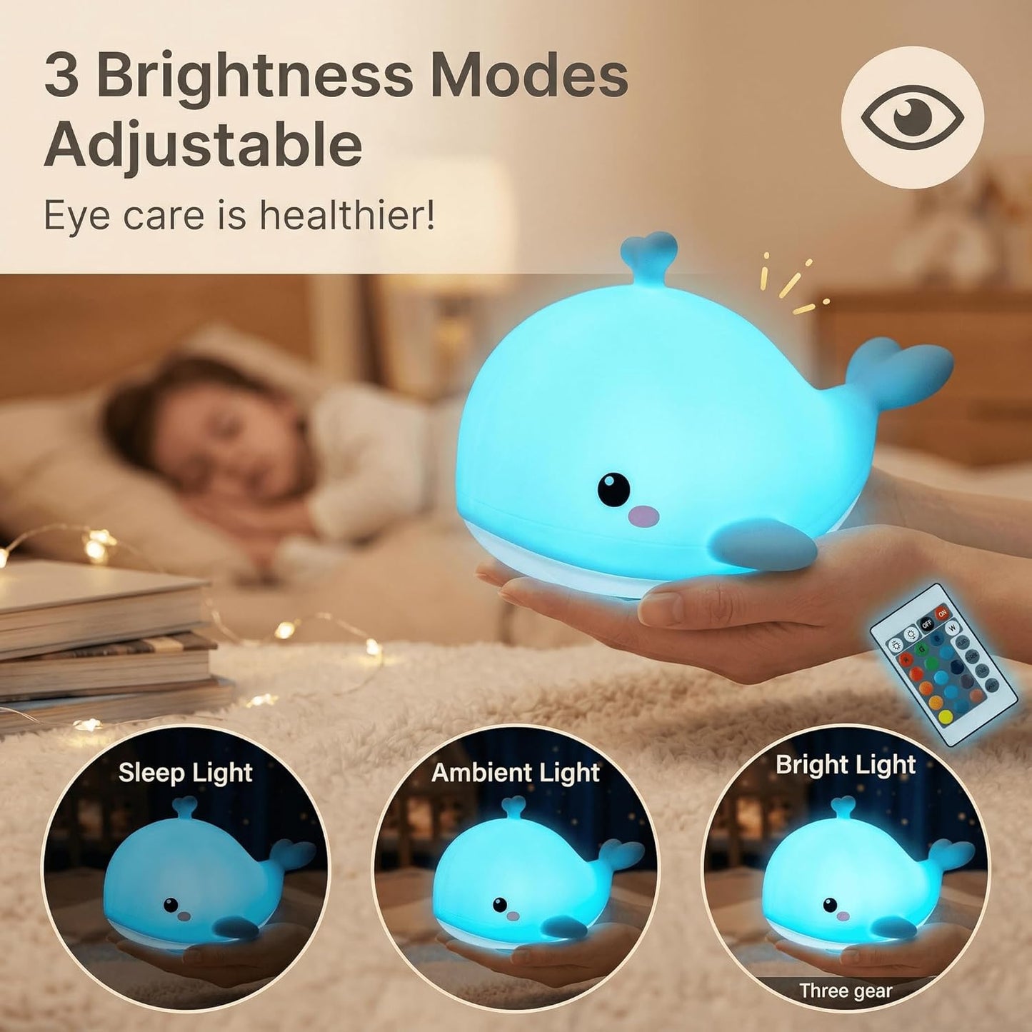 Lámpara de noche para niños con control remoto y dimmer