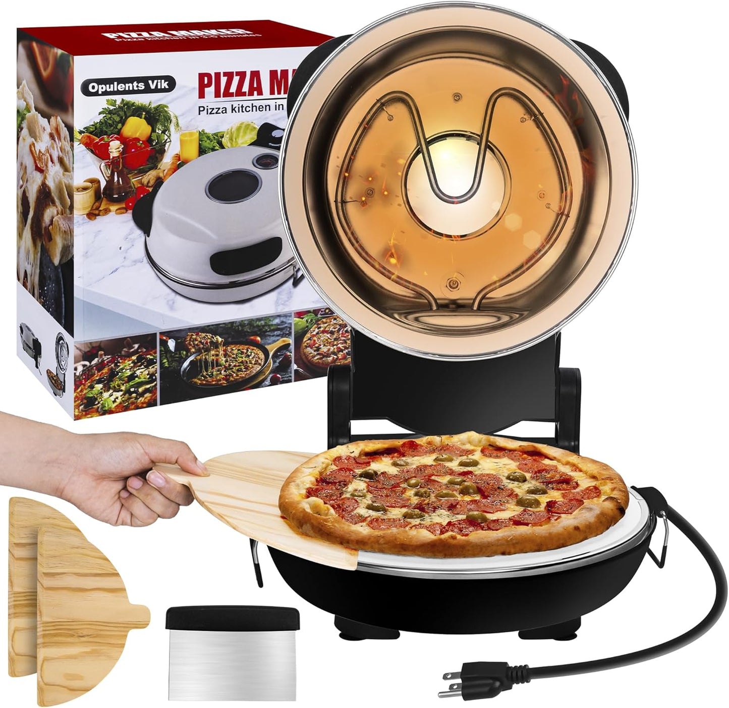 Horno eléctrico para pizza con piedra cerámica hasta 800°F