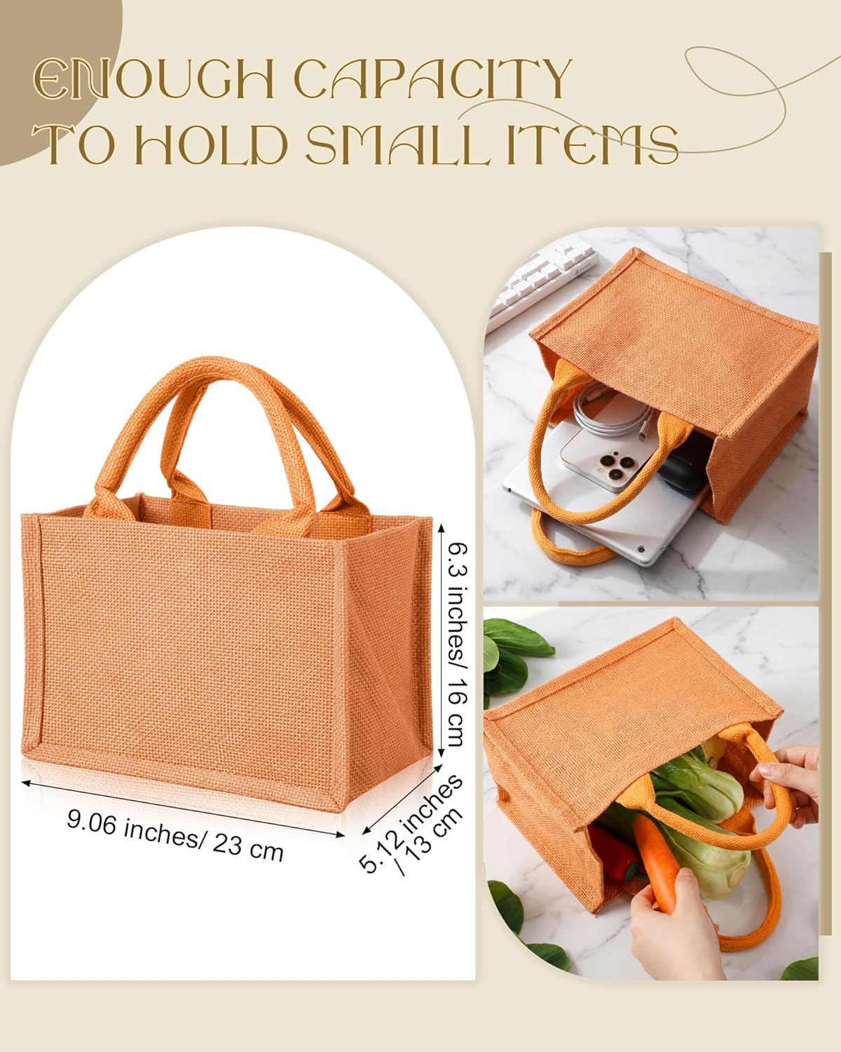 24 Pzas Bolsa Yute Reutilizable Impermeable Blanco para Boda Playa