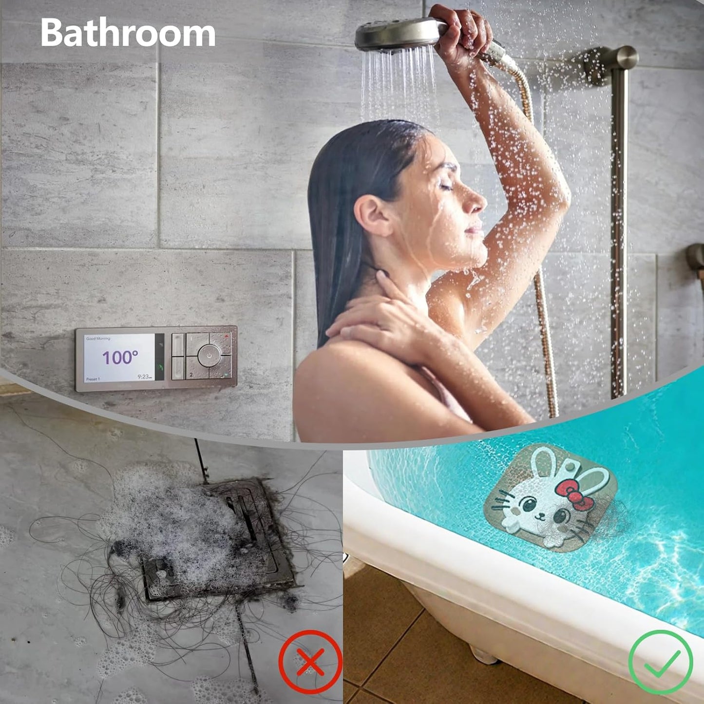 Tapón silicona 2en1 drenaje ducha y bañera 2 rosa