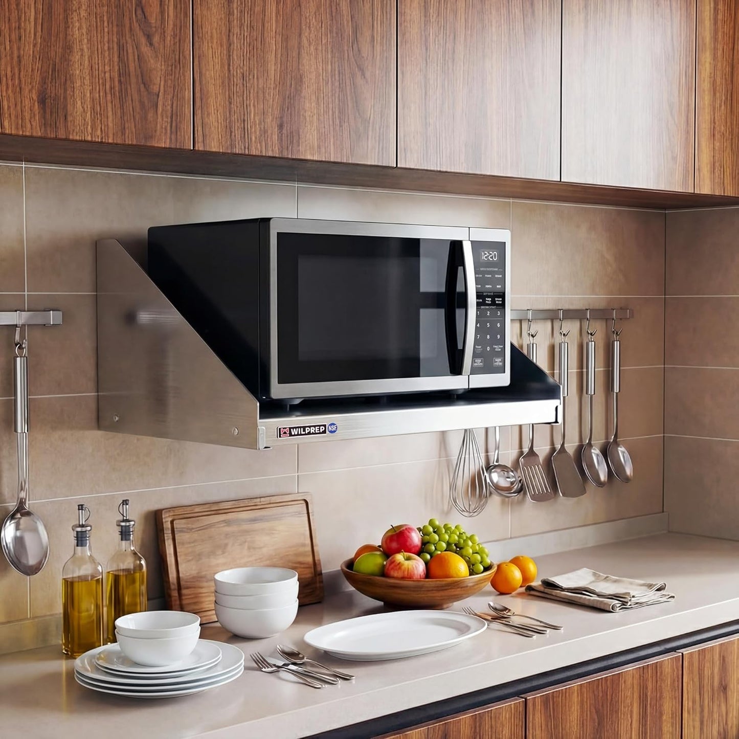 Estante acero inox microondas pared 18x24pulg 220lb