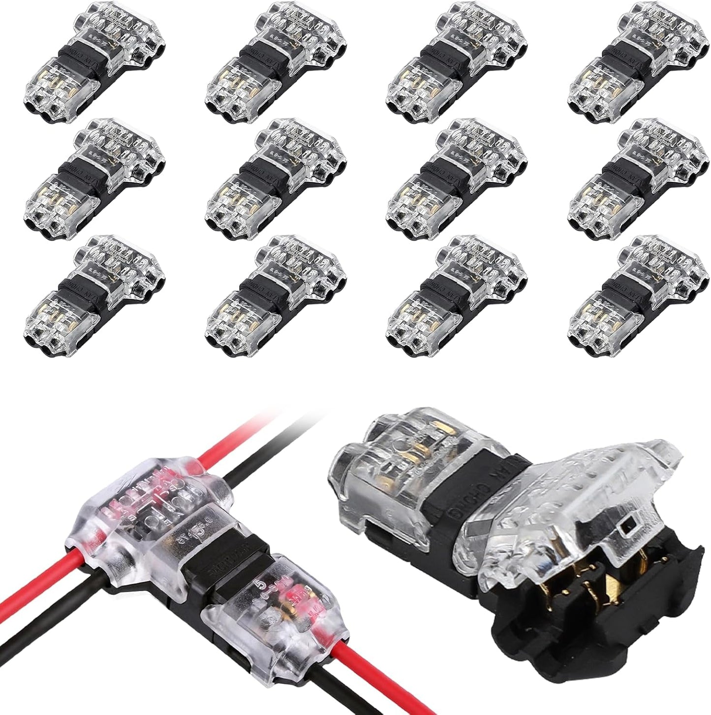 12 Conectores T para Cables 18-22 AWG Sin Soldadura