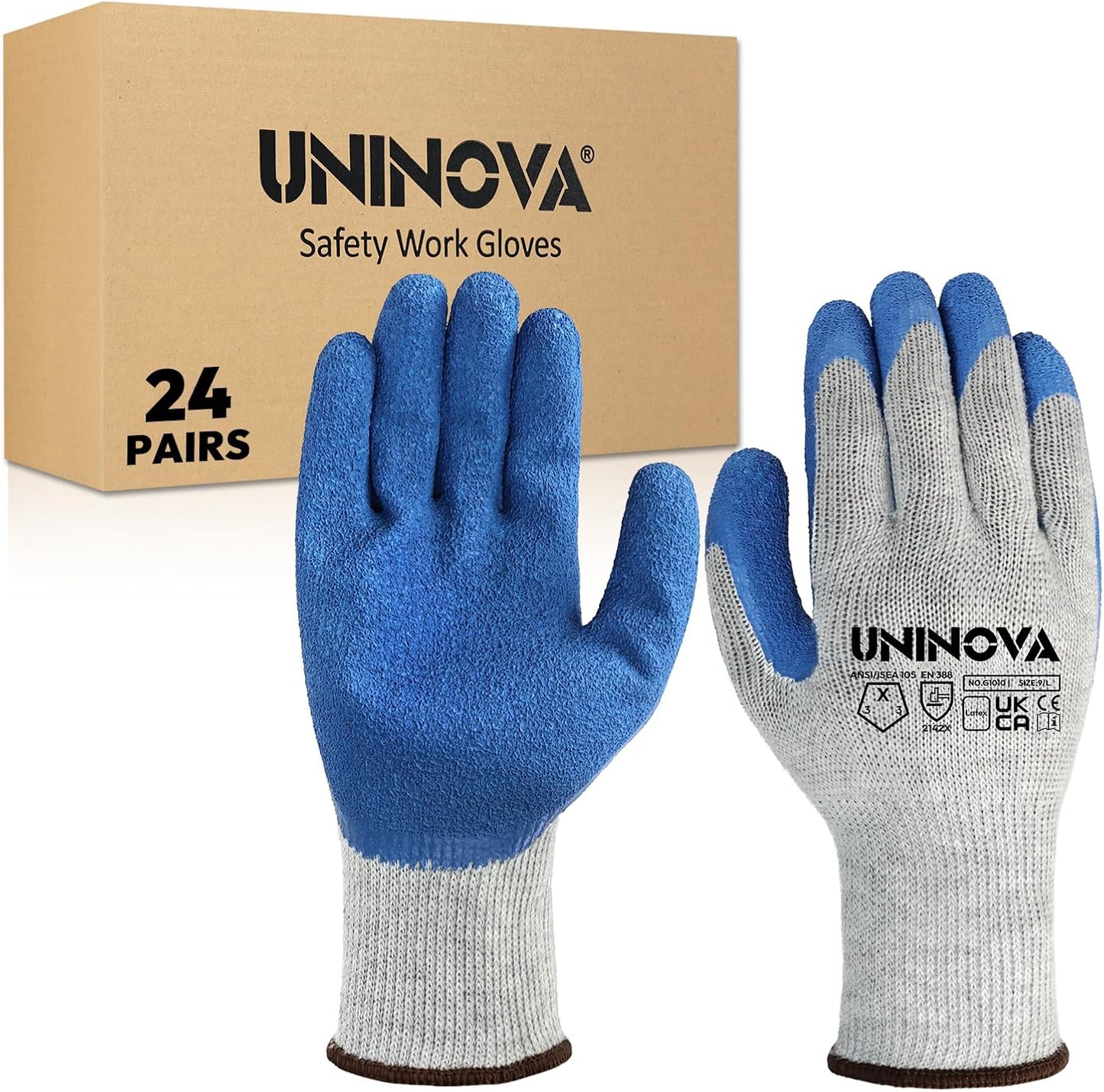 Guantes trabajo látex palma arrugada antideslizantes