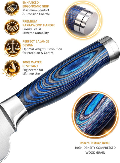 Cuchillo pan artesanal Solingen 9pulg Razor Sharp mango azul