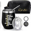 Set 3 artículos aseo cuero vaso acero inox 12oz llavero negro