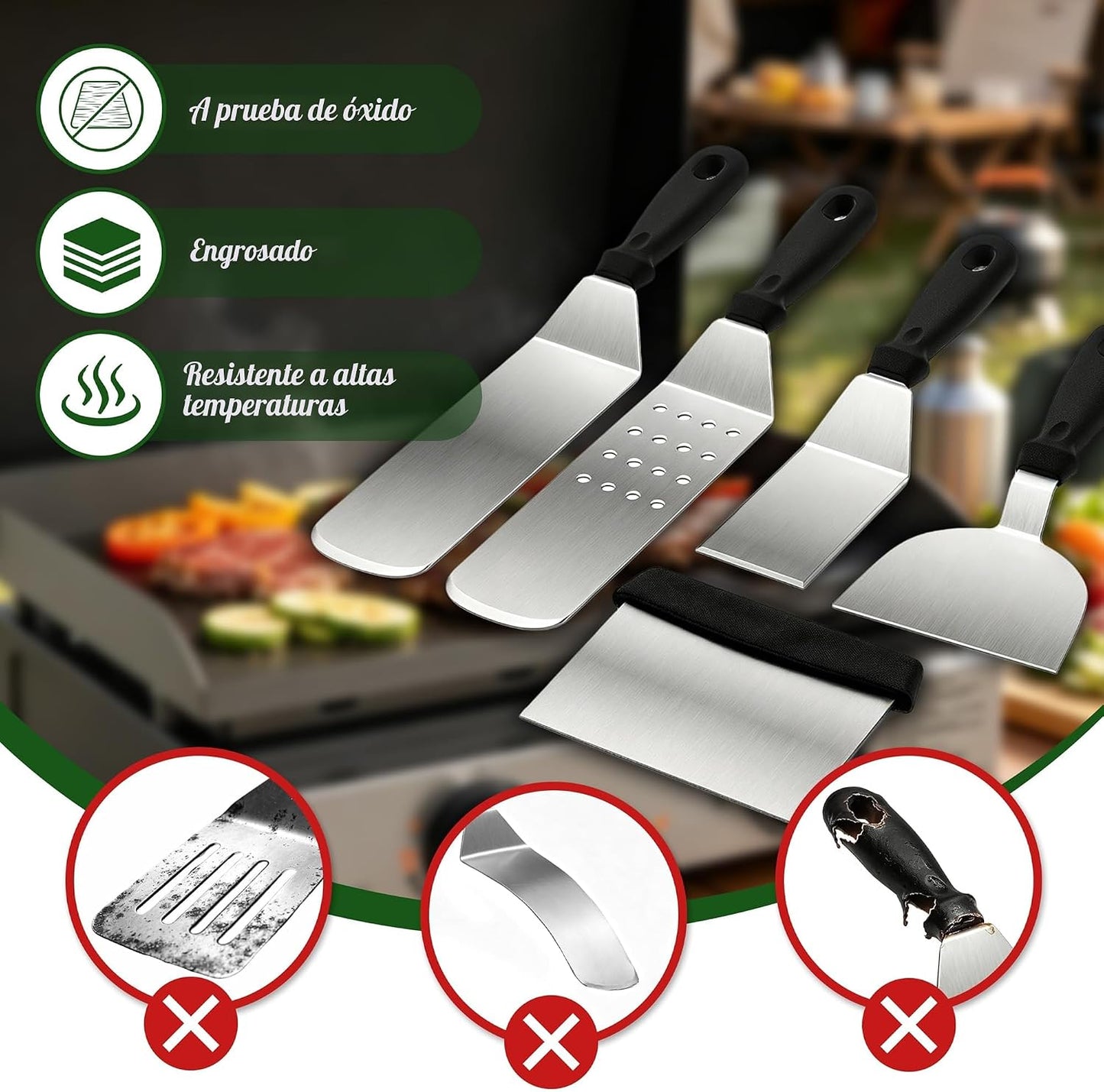 Kit 120 accesorios para plancha Blackstone profesional