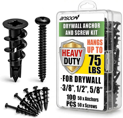 Set 100 anclajes y s metal negro autoperforantes #8 soportan 75lb