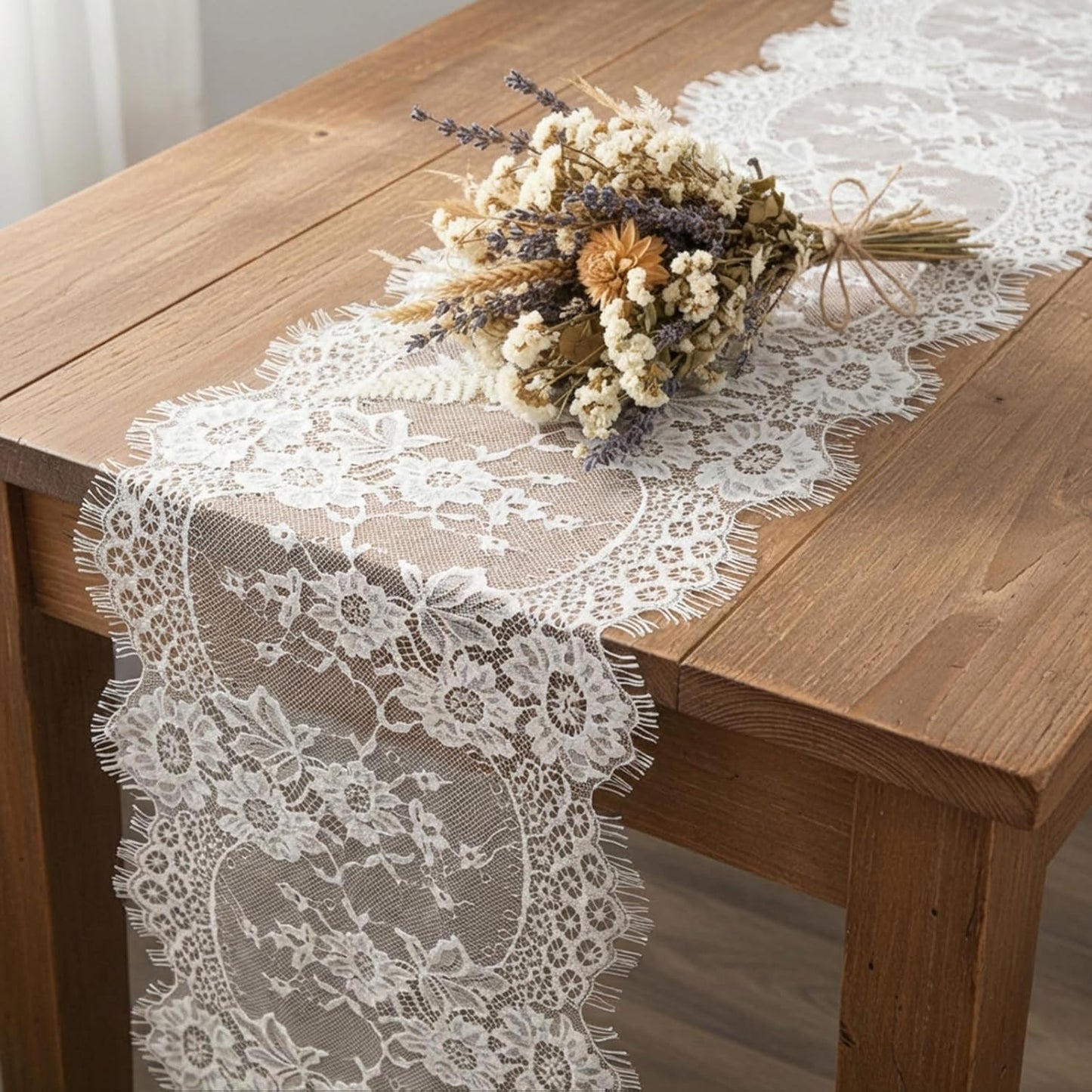 Mantel encaje blanco tul 14x118pulg decoración hogar boda