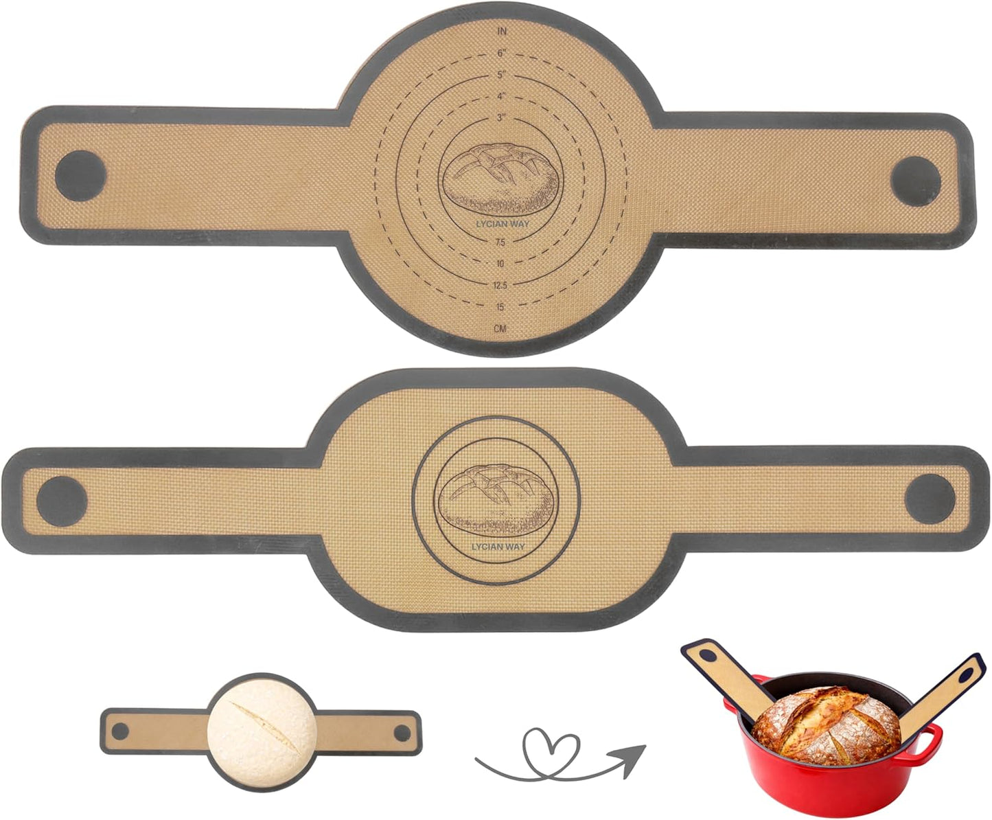 Arnés de silicona para horno holandés, 2 alfombrillas antiadherentes reutilizables con asas