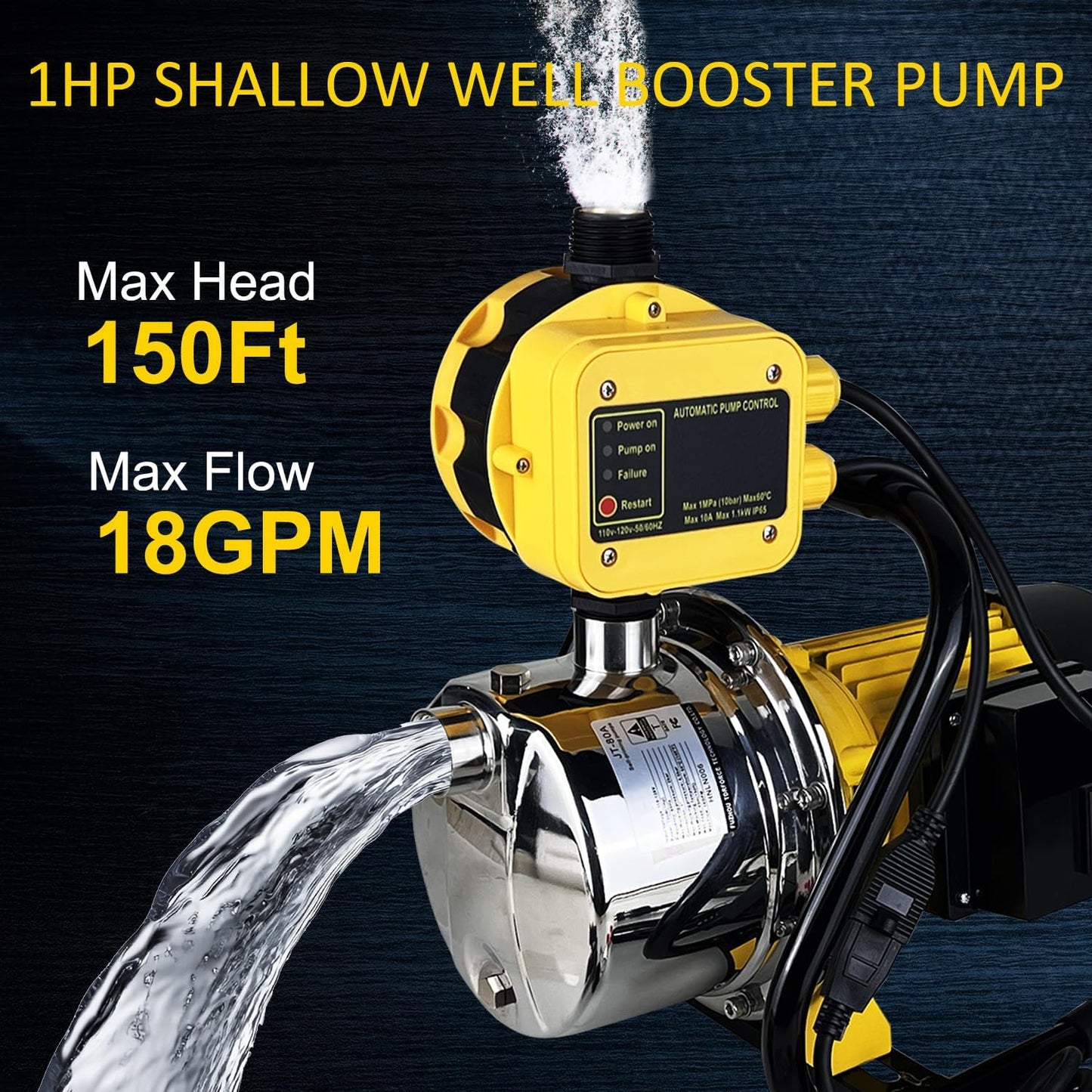 Bomba agua 1HP para piscina jardín 110V con interruptor