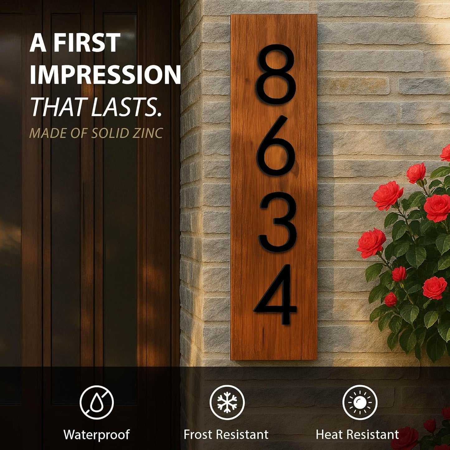 Números de casa metálicos 5pulg para exterior con soporte