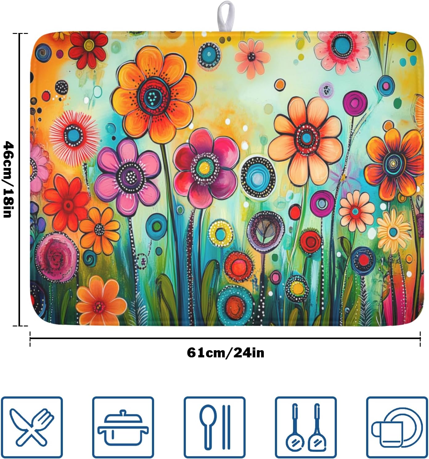 Mopa de secado para cocina con flores coloridas extra grande