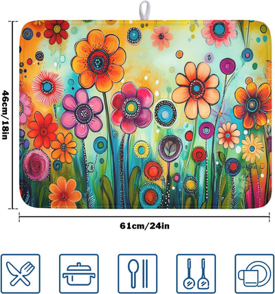 Mopa de secado para cocina con flores coloridas extra grande