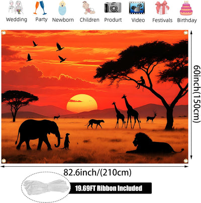 Fondo africano 7x5ft pancarta fiesta safari con cinta 19.68ft