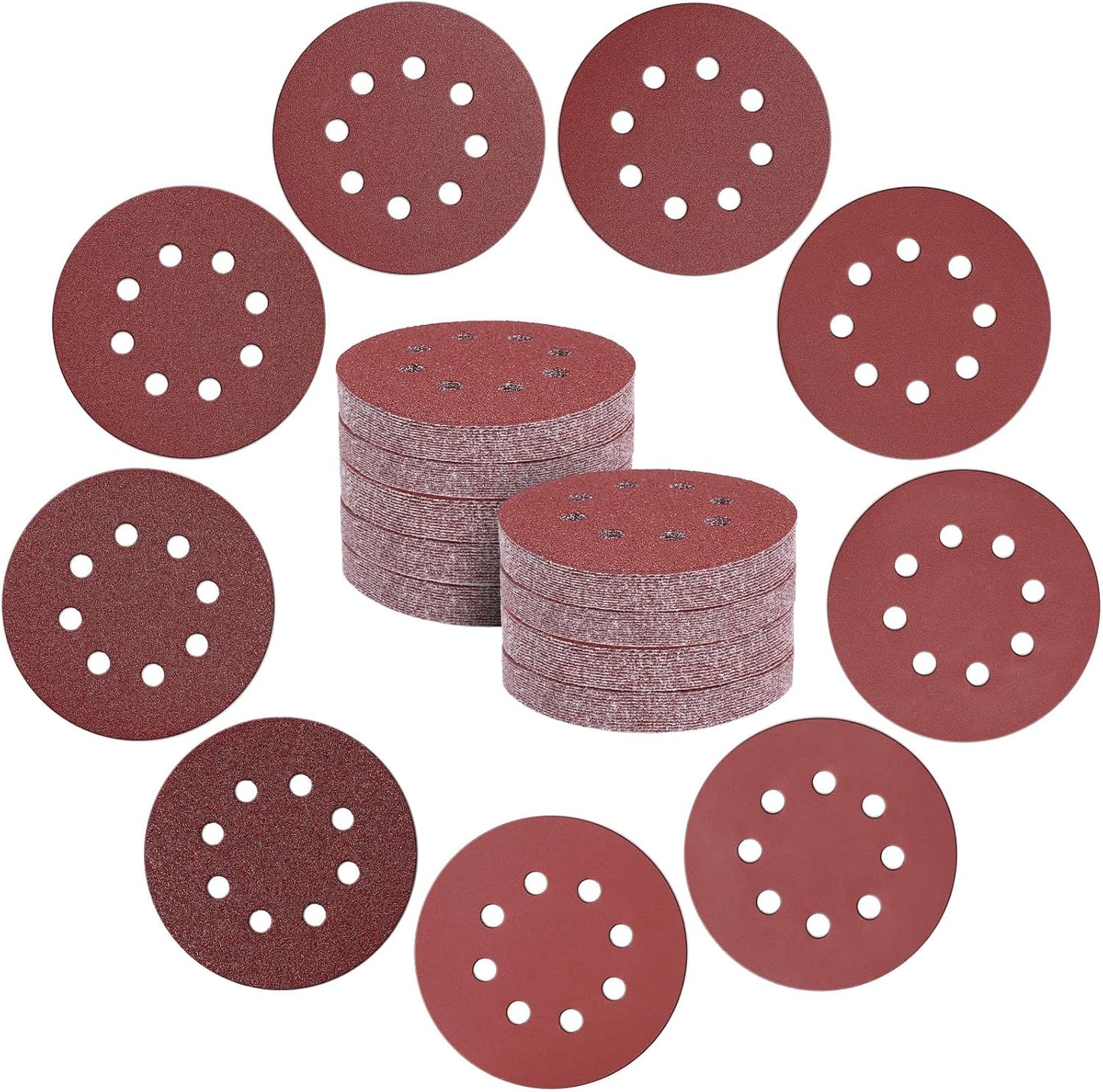 135 Discos Lija 5pulg 8 Agujeros Grano 40-600
